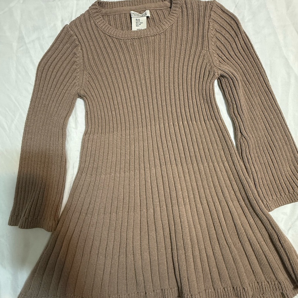Rachel Zoe Girls Ribbed Flare Dress in Taupe